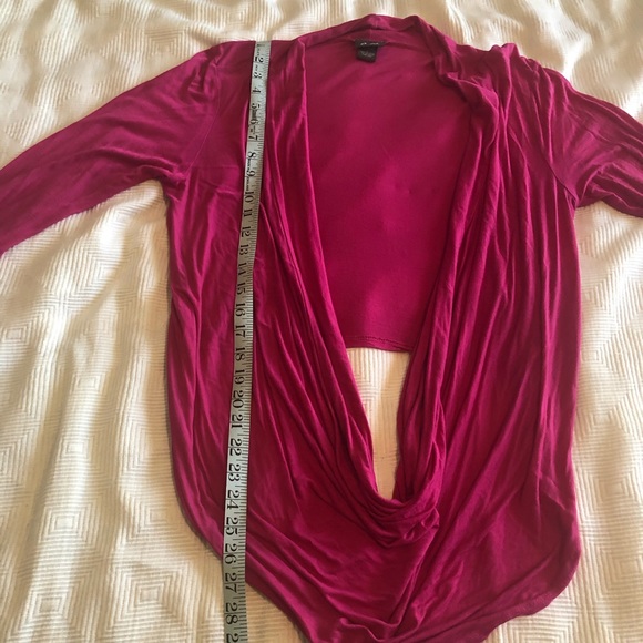 Dots Hot Pink Long Sleeved Wrap Top with Plunging Neckline - Picture 4 of 6